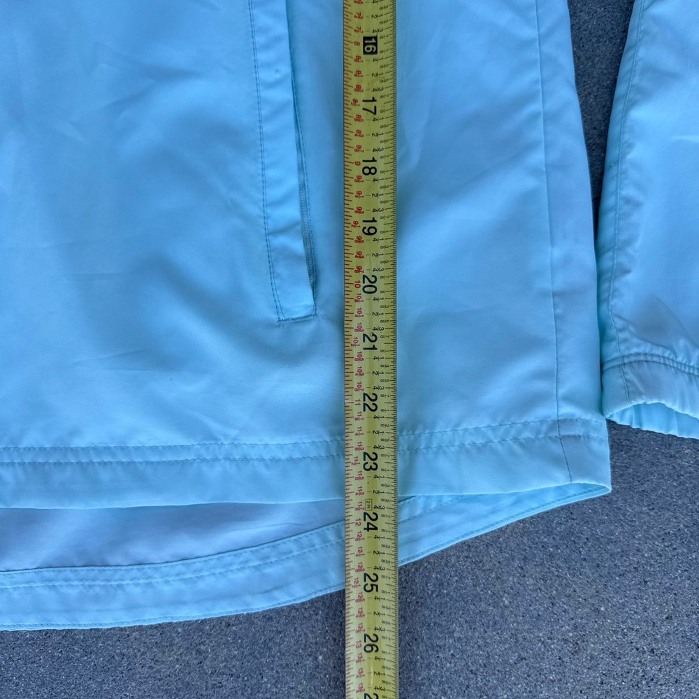 Adidas ClimaProof Windbreaker Jacket Women XL Light Blue Full Zip 3 Stripe - Picture 4 of 9